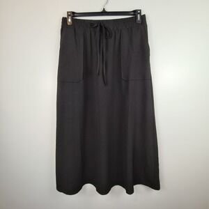 NYCC Women's Black Midi Skirt Pockets Medium Casual Drawstring Pull On Modest